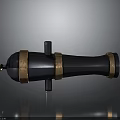 Ancient Black Copper Weapon With Metal Barrel Brass Bands On Metal Stand Vintage Design
