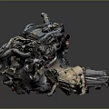 Rusty Old Car Engine Parts With Various Mechanical Components And Metal Gears