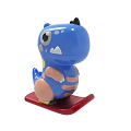 Blue Cartoon Dinosaur Figure With Colorful Details And Red Base