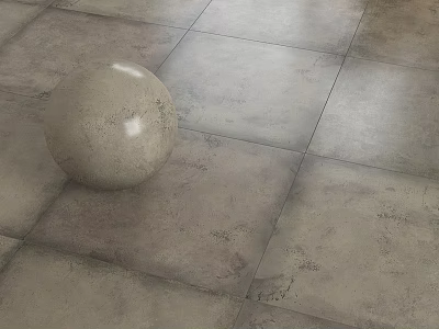 Neutral Beige Textured Floor Tiles With Decorative Sphere In Modern Interior 3d model