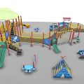 Outdoor Colorful Playground Equipment With Slides Climbing Frames Swings And Picnic Tables