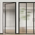 Modern Glass Sliding Doors With Black Frames And Transparent Panels For Interior 3d model