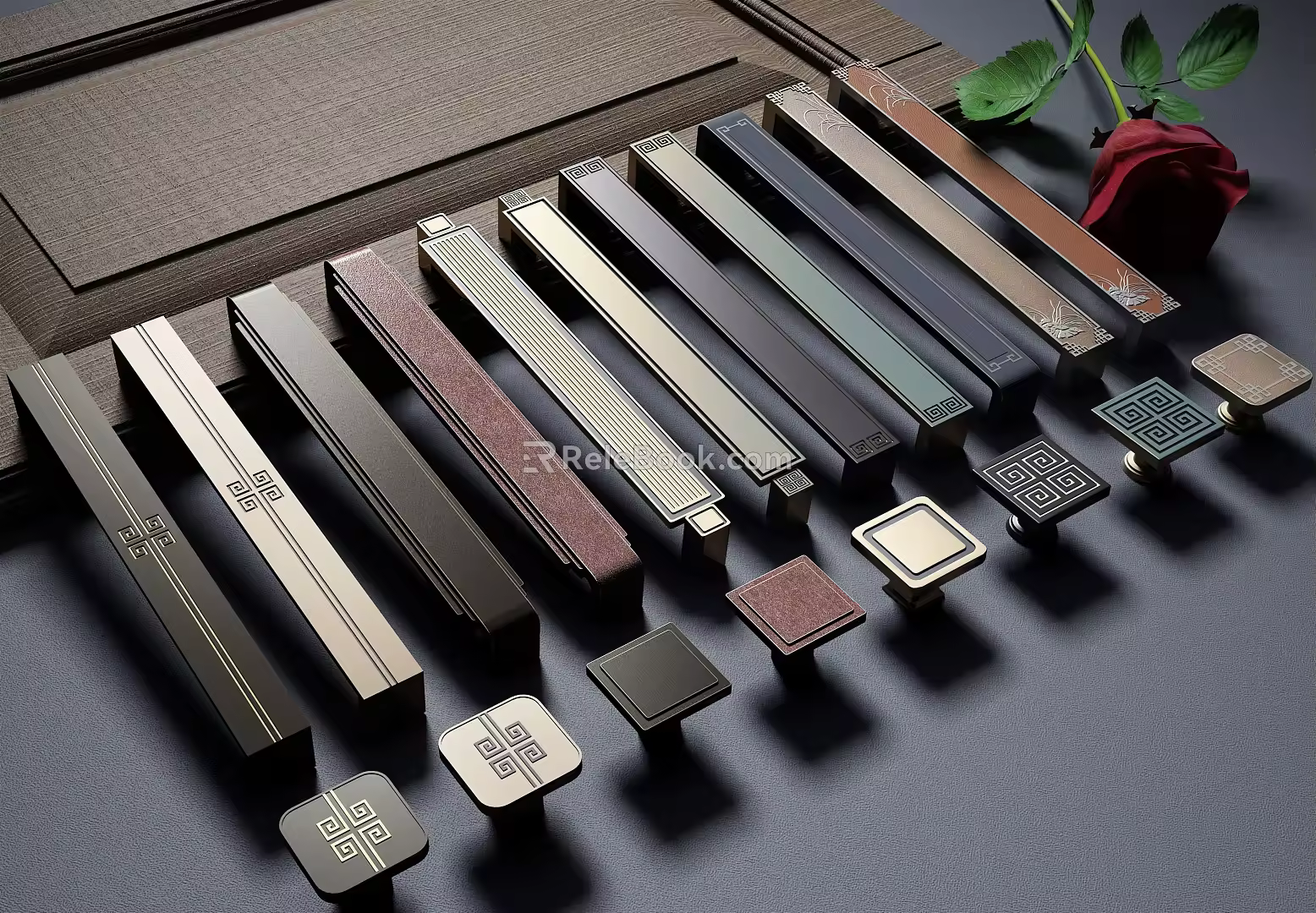 New Chinese style handle cabinet door hardware handle combination 3d model