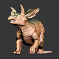 Vibrant Triceratops Dinosaur Toy Figure With Green Orange Hues and Detailed Texture