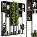 Modern Bookcase Design With Living Plant Wall Decorative Vases And Books