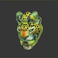 Colorful Leopard Head Sculpture With Vibrant Patterns Detailed Features And Artistic Design