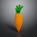 Realistic 3D Rendered Orange Carrot With Green Leaves On Dark Background