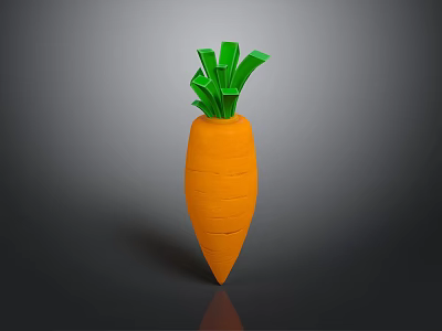 Realistic 3D Rendered Orange Carrot With Green Leaves On Dark Background 3d model