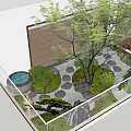 Roof Garden Natural Landscape With Trees Rocks Greenery And Stone Pathway