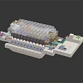 Lego Landscape Model Featuring Transparent Multi Layer Structure On White Base