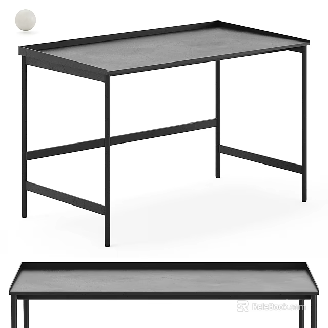 Modern Sleek Dressing Table With Black Metal Frame Gray Tabletop And Minimalist Design 3d model 