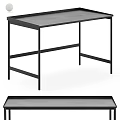 Modern Sleek Dressing Table With Black Metal Frame Gray Tabletop And Minimalist Design