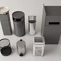 Public Facilities Collection Of Various Waste Bins With Metal And Plastic Designs For Public Use