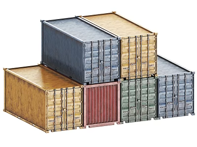 Industrial Equipment Featuring Colorful Shipping Containers Stacked For Storage 3d model