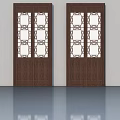 Brown Wooden Swing Doors Featuring White Lattice Patterns For Interior Design 3d model