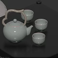 Light Green Ceramic Tea Set With Curved Handle Teapot And Matching Teacups