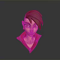 Game Movie Character with Red Hair Pointed Ears Yellow Eyes and Red Outfit