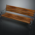 Outdoor Bench With Wooden Slats And Metal Armrests Sturdy Garden Furniture Design