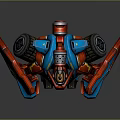 Red And Blue Sci Fi Mechanical Character 3D Model With Armored Body And Antenna Head