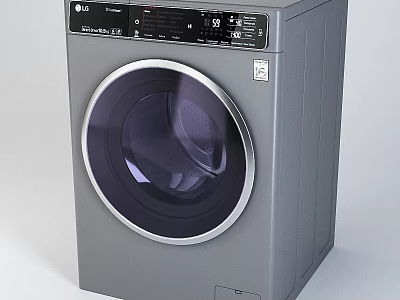 LG Front Load Washing Machine With Gray Finish And Digital Control Panel 3d model
