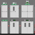 Fire Safety Interior With Green Exit Signs Red Equipment And Doors