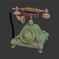 Vintage Brass Telephone With Ornate Base Carved Details And Rotary Dial