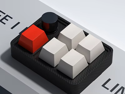 Ornament Decor Combination with Black Tray Red White Cubes Black Cylinder Carbon Fiber Desktop Decor 3d model