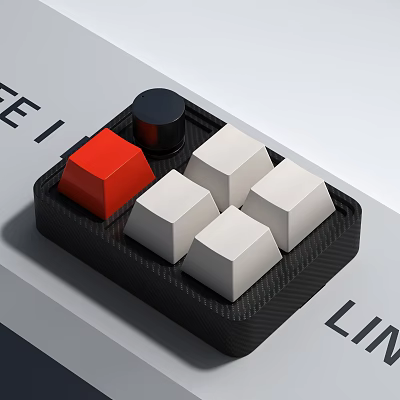 Ornament Decor Combination with Black Tray Red White Cubes Black Cylinder Carbon Fiber Desktop Decor 3d model