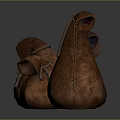 Brown Pear Shaped Textured Cloth Bags With Drawstring Closure In Various Sizes On Dark Background