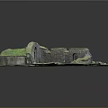Ancient Ruin Model With Stone Walls Arched Doorways Grassy Ground And Stone Path
