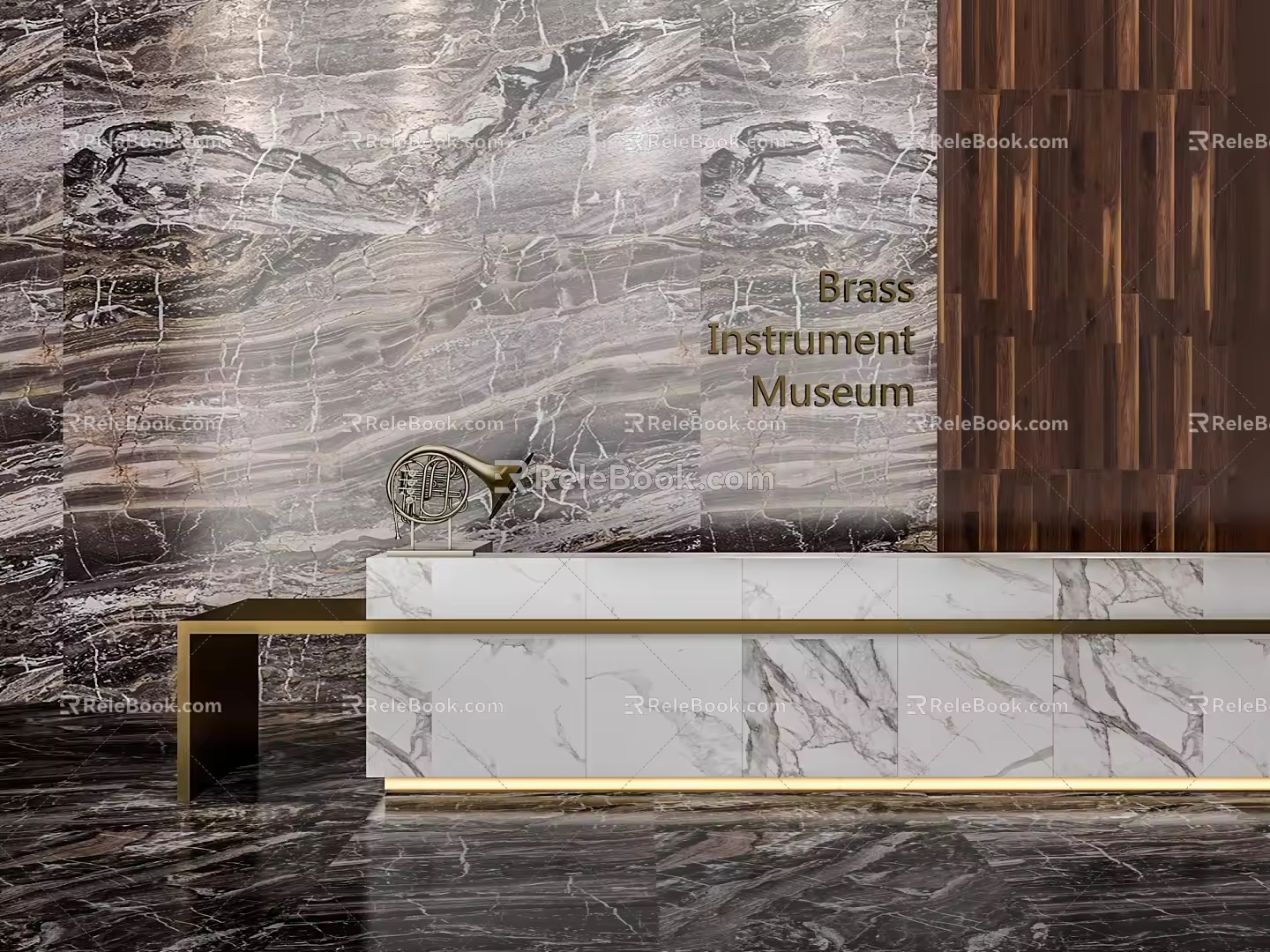 Modern Front Desk Lobby Bar 3d model