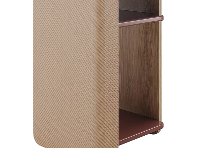 Light Textured Wooden Nightstand With Open Storage Shelves For Modern Minimalist Bedroom Home Decor 3d model