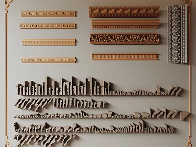 Various Styles Of Plaster Moldings For Decoration 3d model