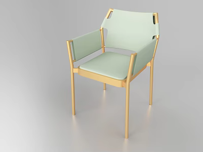 Light Green Leisure Chair With Gold Frame Armrests And Modern Sleek Design 3d model