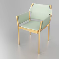 Light Green Leisure Chair With Gold Frame Armrests And Modern Sleek Design