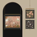 Abstract Paintings With Floral Motifs On Brown And Black Backgrounds For Decorative Wall Hanging