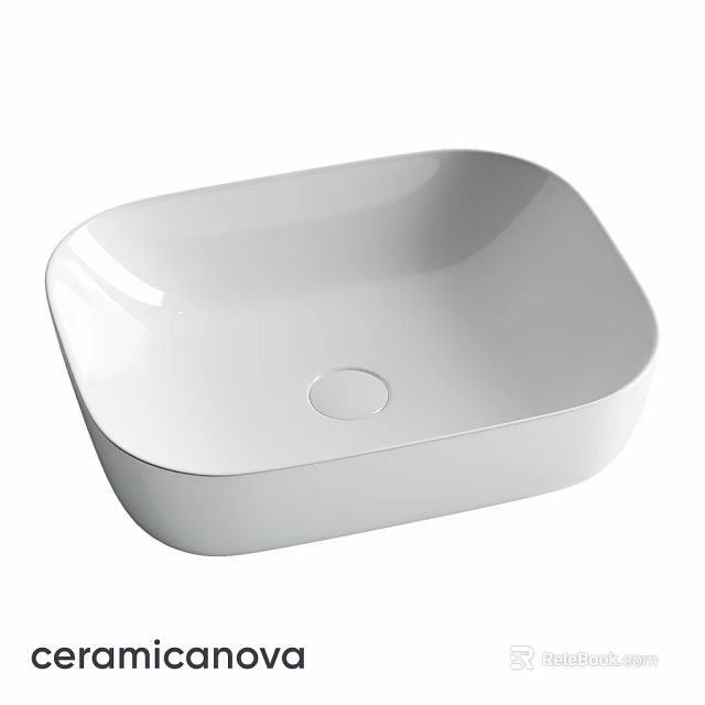 Modern White Countertop Washbasin With Smooth Surface And Square Design 3d model 