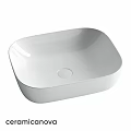 Modern White Countertop Washbasin With Smooth Surface And Square Design