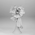 Decorative Ornament Set Flower Shaped Design With Pink And White Gradient Petals In White Vase