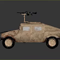 Armored Military Vehicle With Desert Camouflage And Roof Mounted Machine Gun