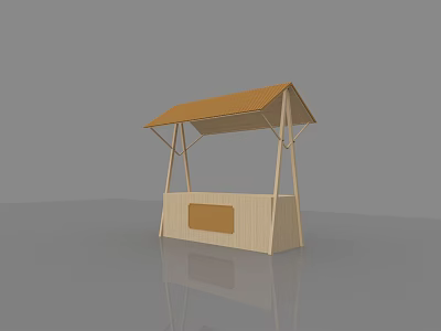 Modern Display Shelf With Orange Canopy Wooden Structure And Front Panel Design 3d model