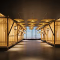 Scenic Mountain View Restaurant With Large Glass Windows Wooden Structure And Ambient Greenery Lighting