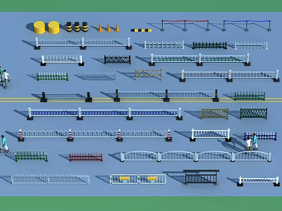Different Types Of Decorative And Safety Fences For Traffic And Garden Use 3d model
