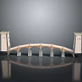 Architectural Model of Stone Arched Bridge with Twin Towers and Arched Structure