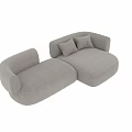 Cozy Modern White Fabric Sectional Sofa With Rounded Design And Soft Pillows 3d model