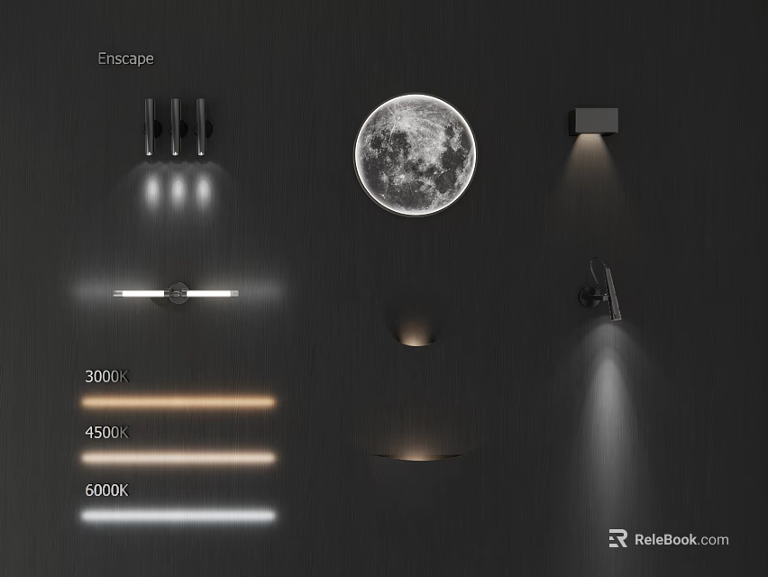 Modern Landscape Wall Lamps With Moon Design And 3000K 4500K 6000K Temperatures For Interior Lighting 3d model 