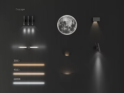Modern Landscape Wall Lamps With Moon Design And 3000K 4500K 6000K Temperatures For Interior Lighting 3d model
