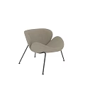 Cream Upholstered Leisure Chair With Curved Backrest And Black Metal Legs