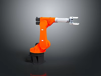 Futuristic Sci Fi Game Character With Orange Robotic Arm And Black Base 3d model
