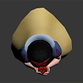 Snow White Animated Character With Blue Top Yellow Skirt And Red Bow In Praying Pose